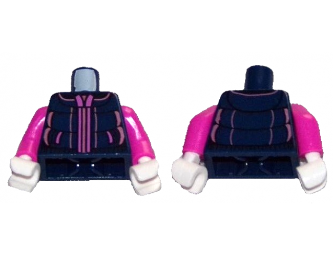 Torso Winter Jacket with Metallic Pink Zipper Pattern (BAM) / Dark Pink Arms / White Hands