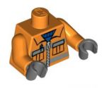 Torso Town Construction Zipper Vest with Pockets and Blue Shirt Pattern / Orange Arms / Dark Bluish Gray Hands