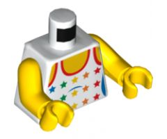 Torso City Female White Top with Rainbow Stars Pattern / Yellow Arms / Yellow Hands