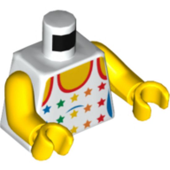 Torso City Female White Top with Rainbow Stars Pattern / Yellow Arms / Yellow Hands