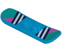 Minifigure, Utensil Snowboard Small with Dark Blue and White Stripes, Dark Pink Triangles and Dark Turquoise Ends Pattern (BAM)