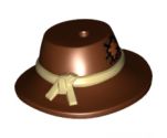 Minifigure, Headgear Hat, Wide Floppy Brim with Knotted Tan Band and Patch Pattern