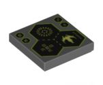 Tile 2 x 2 with 3 Hexagons, Spaceship and Alien Characters Pattern