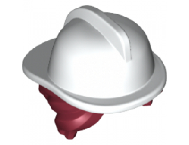 Minifigure, Hair Combo, Hair with Hat, Side Bangs and Bun with White Fire Helmet Pattern
