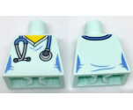 Torso Female Hospital Scrubs with Medium Blue Stethoscope Pattern