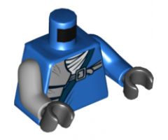 Torso Ninjago Wrap with Shoulder Pouch and Belt Pattern / Blue Arm Left / Light Bluish Gray Arm Right / Black Hands