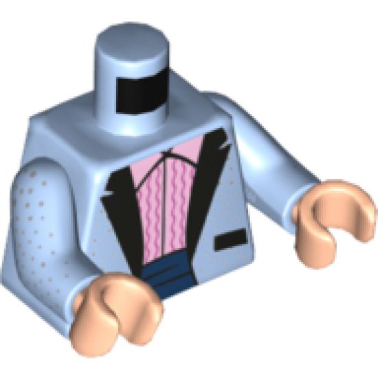 Torso Tuxedo Jacket with Silver Dots, Bright Pink Ruffled Shirt Pattern / Bright Light Blue Arms with Silver Dots Pattern / Light Nougat Hands