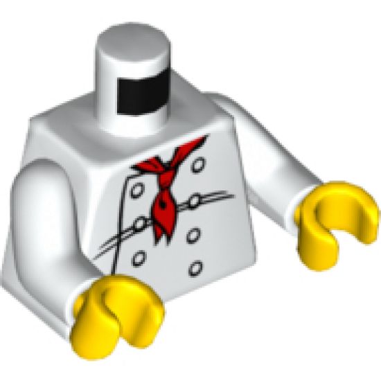 Torso Chef with 8 Buttons, Long Red Neckerchief, Black Wrinkles Pattern / White Arms / Yellow Hands