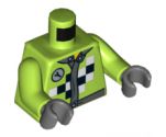 Torso Mechanic Race Jacket with Wrench and Black and White Checkered Pattern / Lime Arms / Dark Bluish Gray Hands