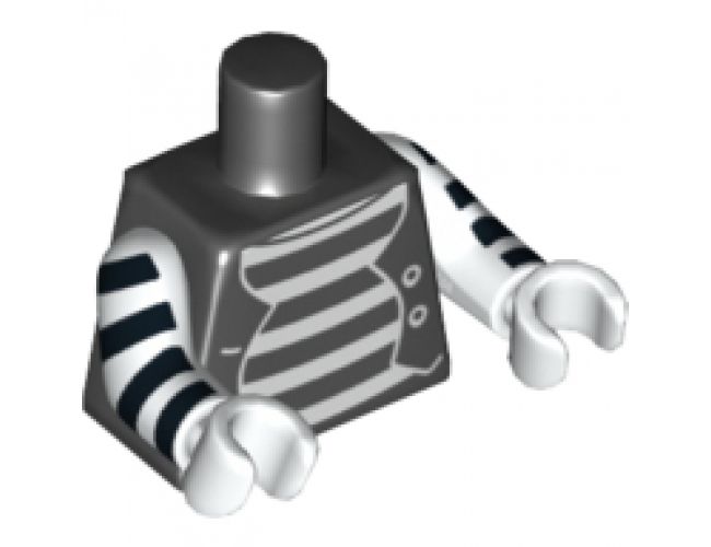 Torso Mime Shirt with White Stripes and White Button Vest Pattern / White Arms with Black Stripes / White Hands