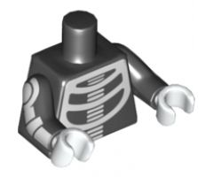 Torso with White Skeleton Torso Pattern / Black Arms with White Skeleton Arm Pattern / White Hands