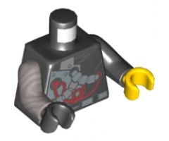 Torso Ninjago with Red Wires and Mechanical Parts Pattern / Black Arm Left / Flat Silver Arm Right / Yellow Hand Left / Black Hand Right