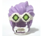 Minifigure, Hair Combo, Goggles with Lime Lenses Pattern and Lavender Spiked Top Hair