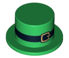 Minifigure, Headgear Hat, Top Hat with Black Belt and Gold Buckle Pattern