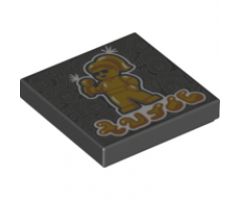 Tile 2 x 2 with BeatBit Album Cover - Gold Singer with Minifigure Audience Pattern