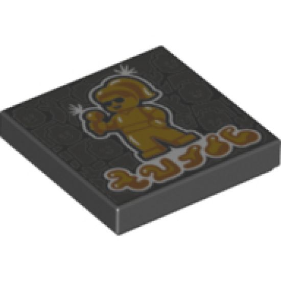 Tile 2 x 2 with BeatBit Album Cover - Gold Singer with Minifigure Audience Pattern