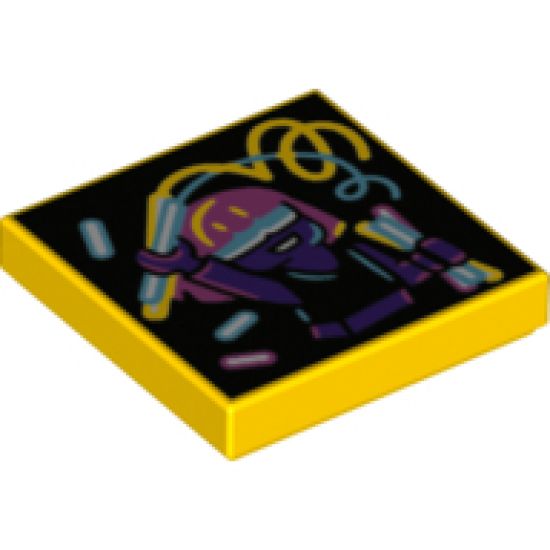 Tile 2 x 2 with BeatBit Album Cover - Dark Purple Girl with Glowsticks Pattern