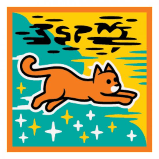 Tile 2 x 2 with BeatBit Album Cover - Orange Flying Cat Pattern