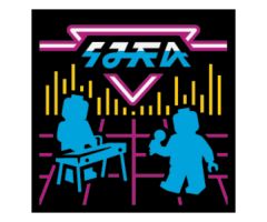 Tile 2 x 2 with BeatBit Album Cover - Dark Azure Keyboardist and Singer Silhouettes Pattern