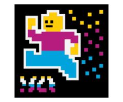 Tile 2 x 2 with BeatBit Album Cover - Pixelated Minifigure and Squares Pattern