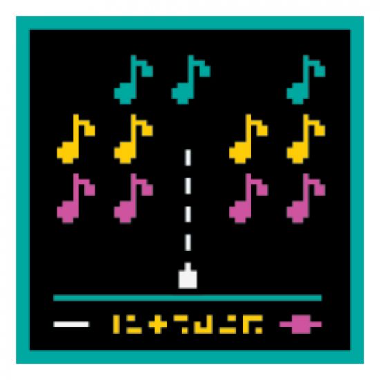 Tile 2 x 2 with BeatBit Album Cover - Music Notes in Space Invaders-Style Pattern