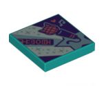 Tile 2 x 2 with BeatBit Album Cover - Metallic Light Blue Stars and Cat Head Microphone Pattern
