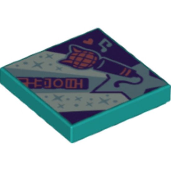 Tile 2 x 2 with BeatBit Album Cover - Metallic Light Blue Stars and Cat Head Microphone Pattern