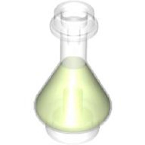 Minifigure, Utensil Bottle, Erlenmeyer Flask with Trans-Bright Green Fluid Pattern