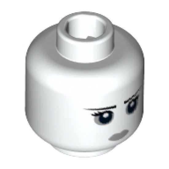 Minifigure, Head Female with Pale Lips and Circles around Eyes, Black Eyelashes and Eyebrows, White Pupils Pattern - Hollow Stud