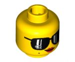 Minifigure, Head Female with Black Sunglasses, Red Lips and Smirk Pattern - Blocked Open Stud