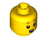 Minifigure, Head Child Dark Orange Small Eyebrows, Small Open Mouth with Teeth and Tongue Pattern - Hollow Stud