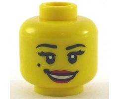 Minifigure, Head Female with Open Smile Red Lips and Beauty Mark Pattern - Hollow Stud