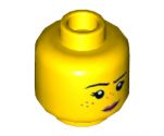 Minifigure, Head Dual Sided Female, Freckles, Pink Lips, Raised Right Eyebrow, Smile / Angry Pattern - Hollow Stud