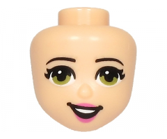 Mini Doll, Head Friends with Olive Green Eyes, Dark Pink Lips and Open Mouth Pattern