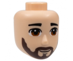 Mini Doll, Head Friends Male Large with Black Eyebrows, Dark Orange Eyes, Dark Brown Beard Pattern