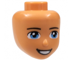 Mini Doll, Head Friends Male with Black Eyebrows, Medium Blue Eyes, Smile Showing Teeth Pattern