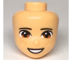 Mini Doll, Head Friends with Black Eyebrows, Dark Orange Eyes, Freckles and Open Mouth Smile with Teeth Pattern