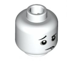 Minifigure, Head Black Eyebrows, Raised Right Eyebrow, Dark Bluish Gray Eye Circles, Downturned Mouth with Fang Pattern - Hollow Stud