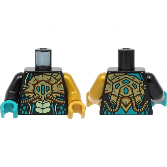 Torso Gold Breathing Apparatus, Yellowish Green Scales Pattern / Pearl Gold Arm Left / Black Arm Right / Pearl Gold Hand Left / Dark Turquoise Hand Right