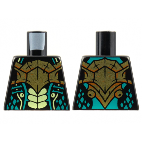 Torso Bold Breastplate, Yellowish Green Scales, Dark Turquoise Gills and Spots Pattern