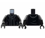 Torso Jacket with Hood, Silver Zipper, Dark Bluish Gray Collar, Hem, and Pocket Outlines Pattern / Black Arms / Black Hands