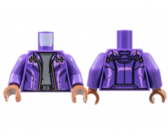 Torso Jacket, Lavender Trim, Gold Zipper, Dark Bluish Gray Shirt Pattern / Dark Purple Arms / Reddish Brown Hands