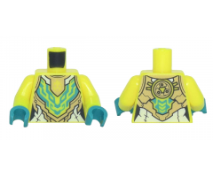 Torso Female Armor with White, Gold, and Dark Turquoise Geometric Pattern / Neon Yellow Arms / Dark Turquoise Hands