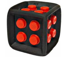 Die Cube with Molded Hard Plastic Red 2 x 2 Studs Pattern on All Sides - Flexible Rubber