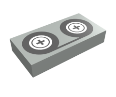 Tile 1 x 2 with Black Tape Reels Pattern