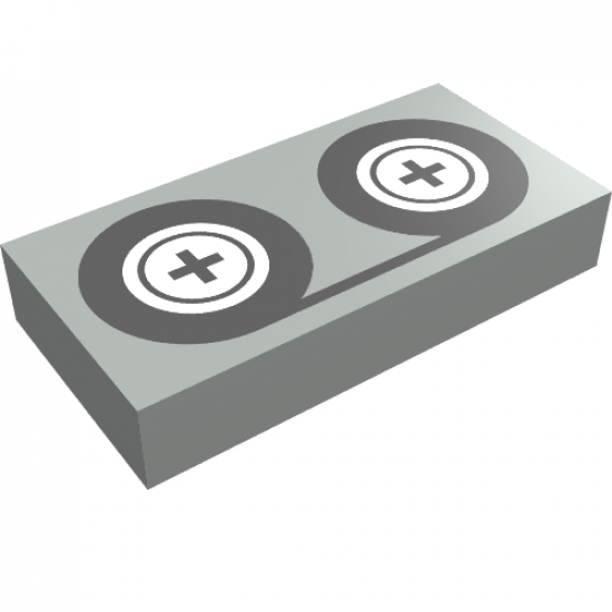 Tile 1 x 2 with Black Tape Reels Pattern