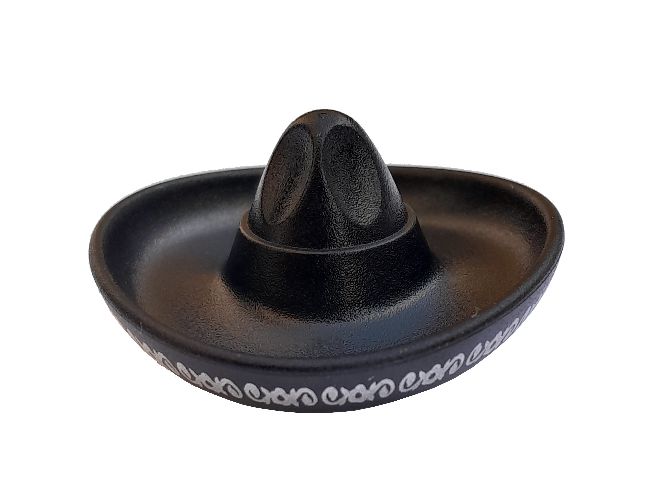 Minifigure, Headgear Hat, Mexican Sombrero with Silver Ornate Trim Wide Pattern (BAM)
