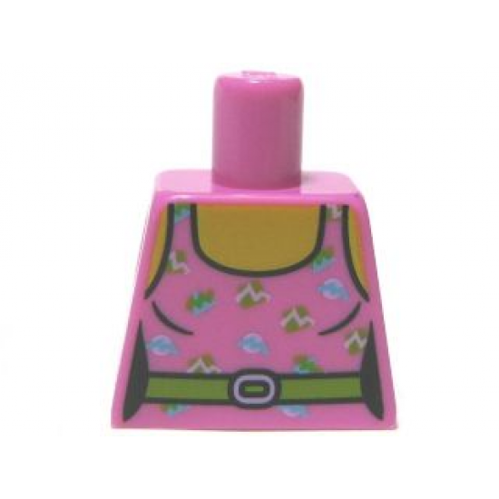 Torso Female Dark Pink Top with Colorful Decorations Pattern (Eighties Style Gym Clothes)
