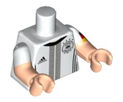 Torso Soccer Shirt with adidas Logo, 4 Stars and Eagle Front, 'SCHWEINSTEIGER 7' Back Pattern / Light Nougat Arms with White Short Sleeves and German Flag 'Spielführer' Pattern / Light Nougat Hands