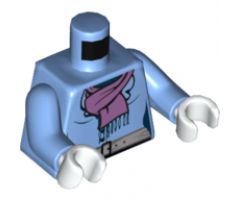 Torso Female with Medium Lavender Scarf with Fringe and Gray Belt Pattern / Medium Blue Arms / White Hands